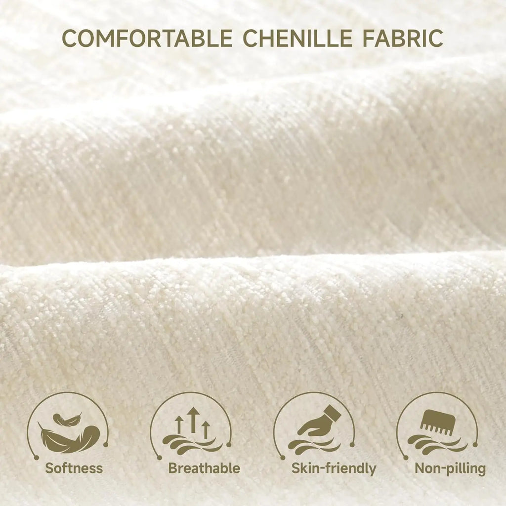 Close-up of the Wondernote cream chenille upholstery texture
