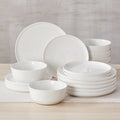 MALACASA Porcelain Dinnerware Set – White or White with Black Rim, 12–24 Pieces