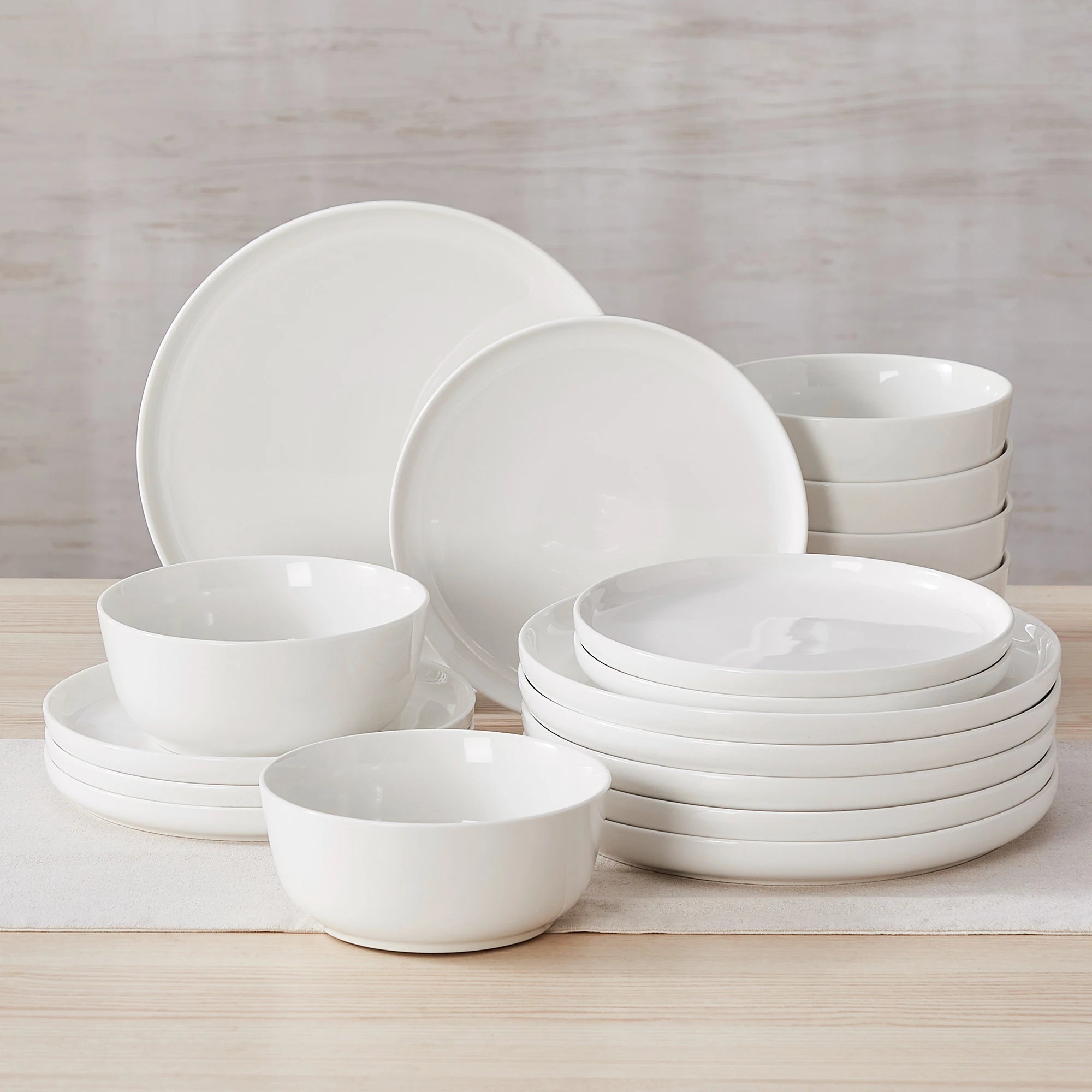 MALACASA Porcelain Dinnerware Set – White or White with Black Rim, 12–24 Pieces