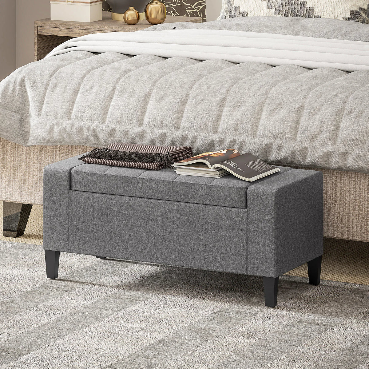 Trellen Tufted Storage Bench – Gray