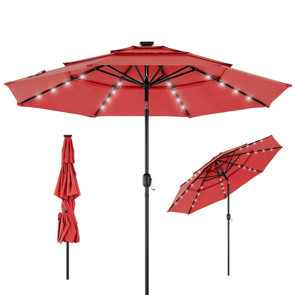 Marigoldrise Solar LED Patio Umbrella