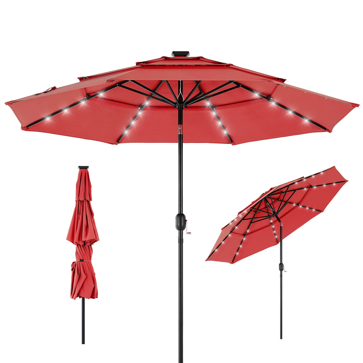 Marigoldrise Solar LED Patio Umbrella