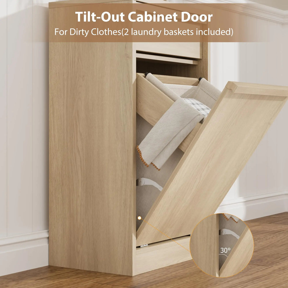 Blissveil Tilt-Out Laundry Hamper Cabinet