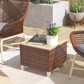 Ashmere Rattan Wood-Top Side Table – Brown