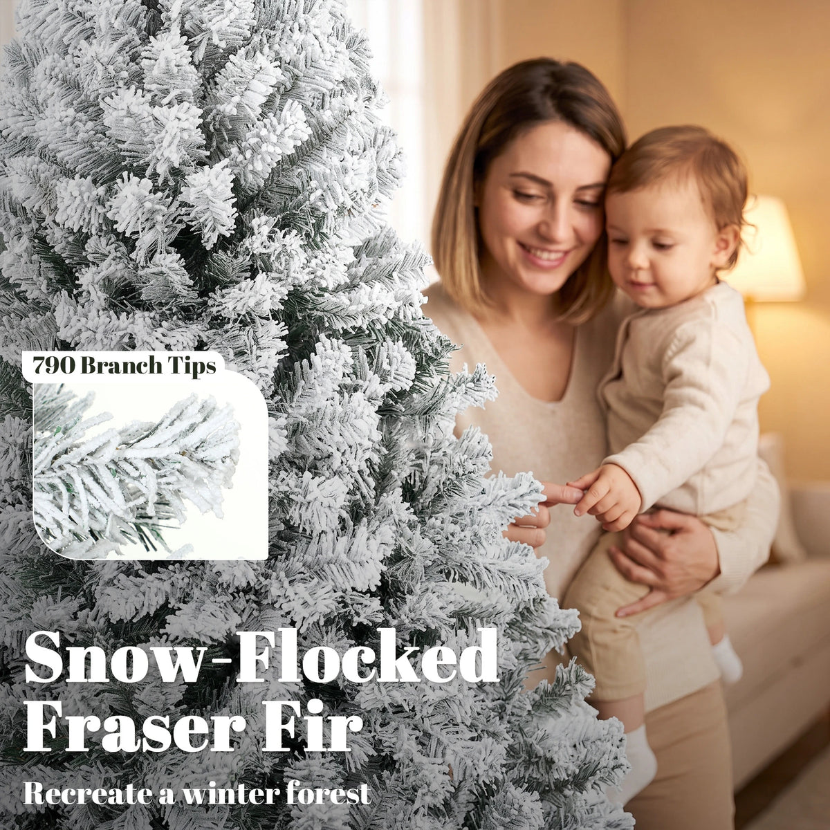 Fraserfall branch detail showing 790 snow-flocked branch tips