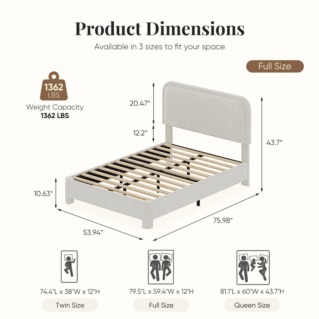 Cloudnote Teddy Velvet Platform Bed