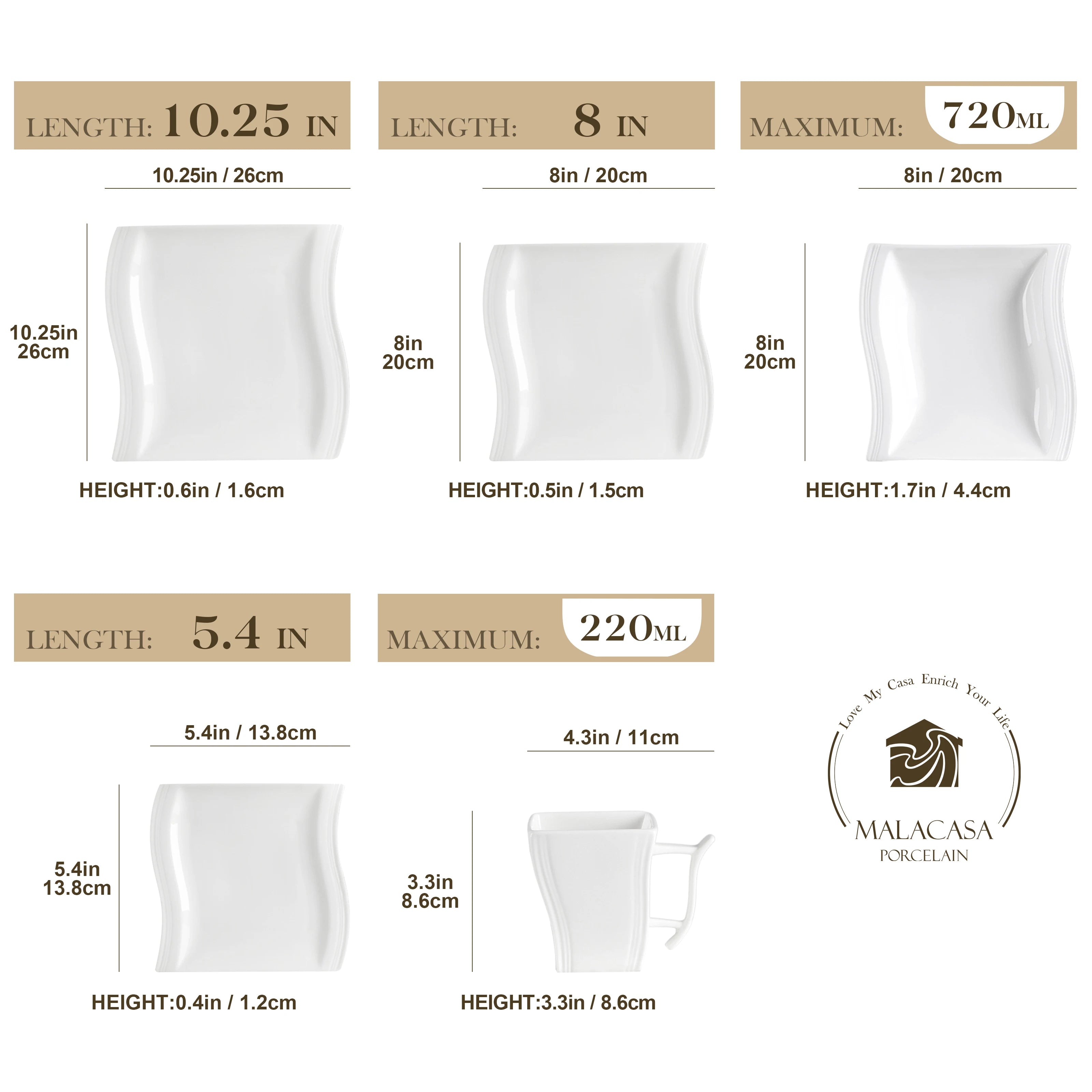 MALACASA Flora White Porcelain Dinnerware Set – 30/60 Pieces