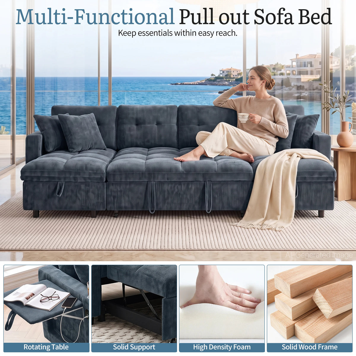 Aldermore U-Shaped Storage Sleeper Sectional