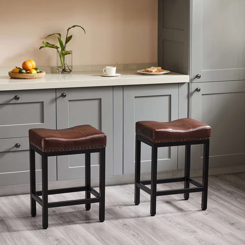 Brenner Faux Leather Saddle Stool