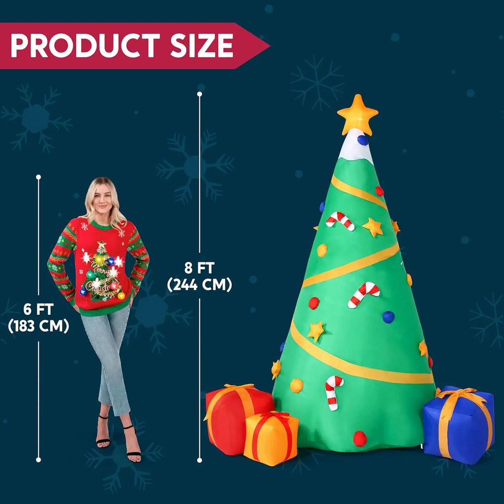 Starwhirl inflatable tree height graphic indicating approximately eight feet.