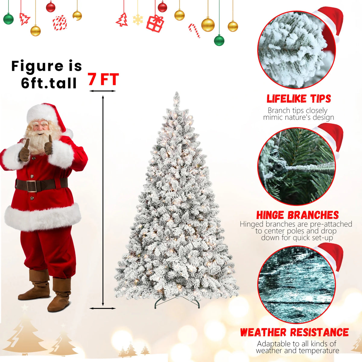 Everfrost Pre-Lit Snowy Pinecone Christmas Tree
