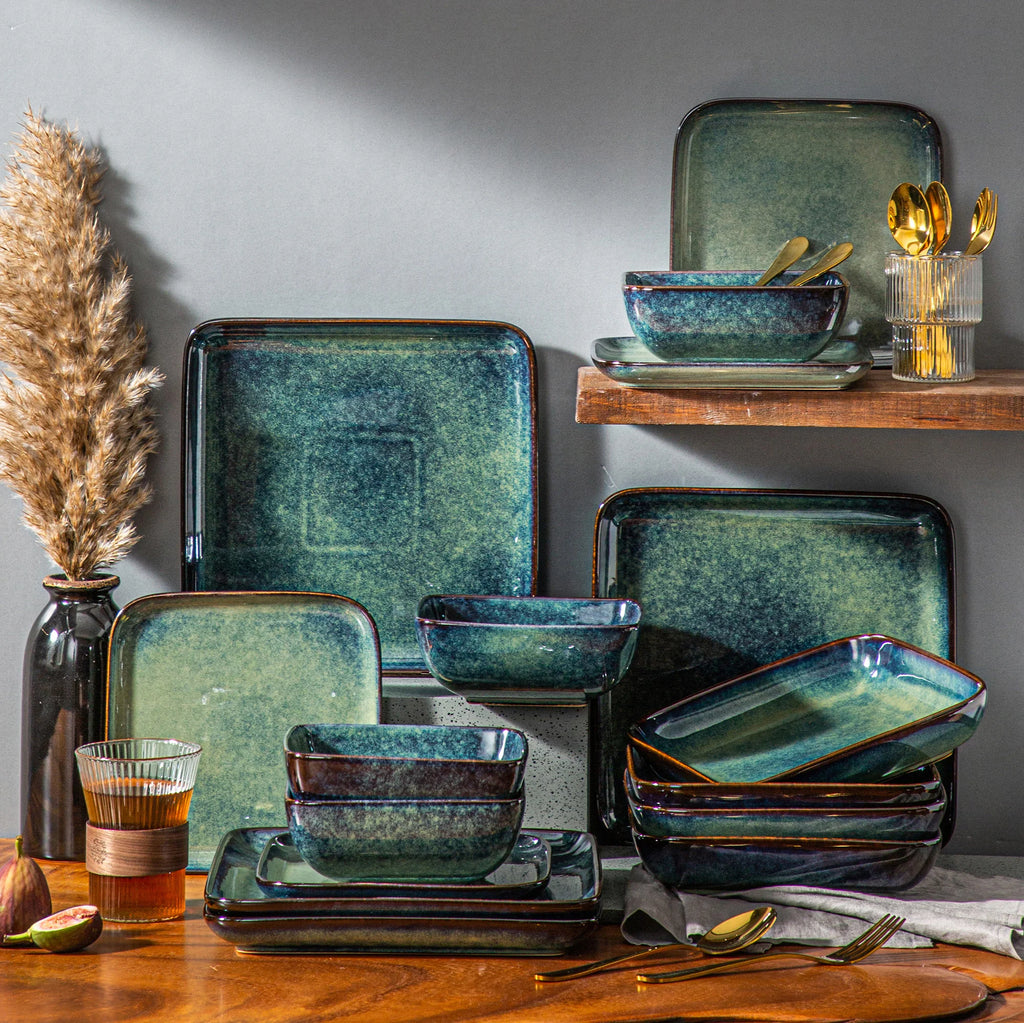 VANCASSO STERN Gradient Green Stoneware Dinnerware Set
