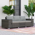 Sundew Storage-Arm Wicker Patio Sofa - Gray