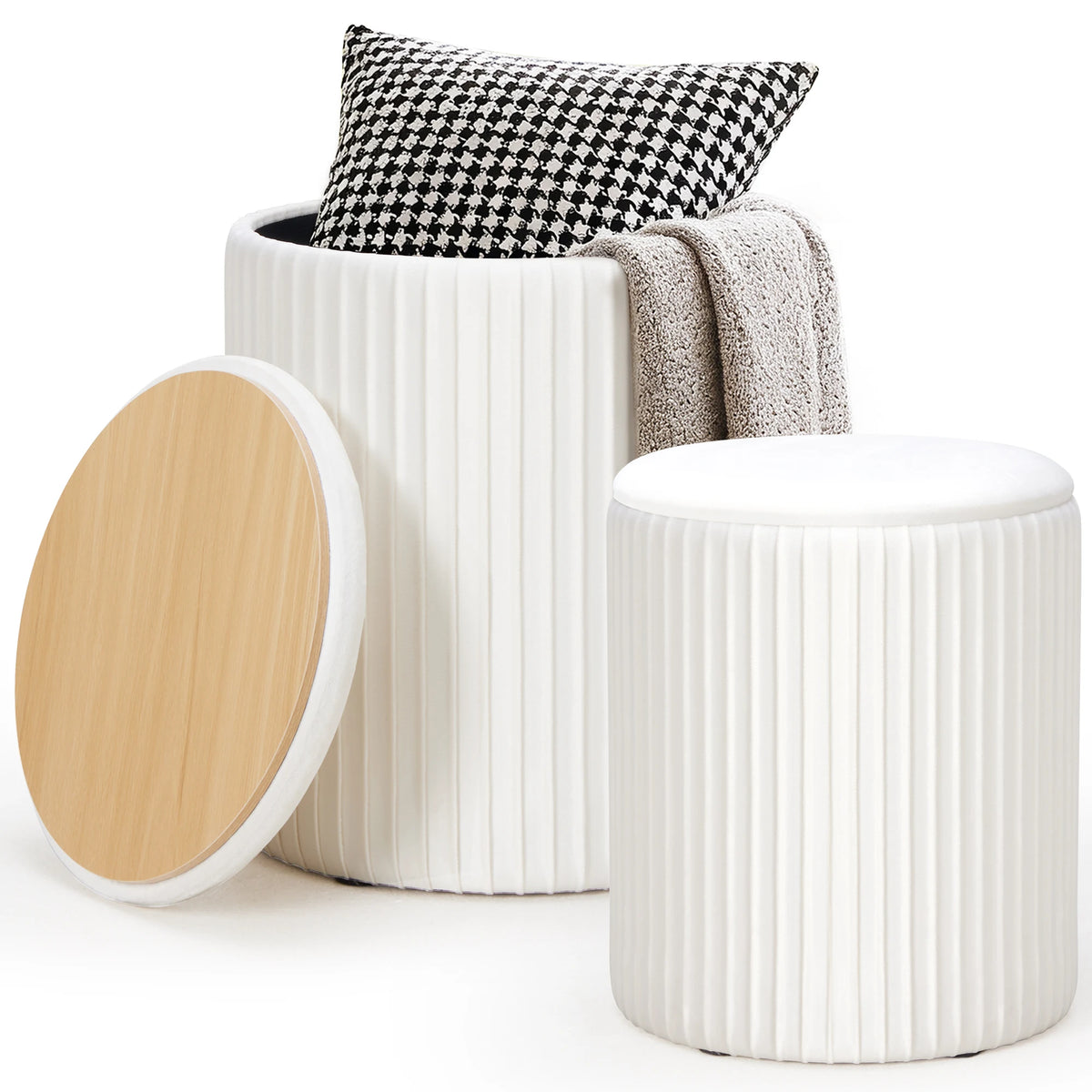 Rainline Round Storage Ottoman Set of 2