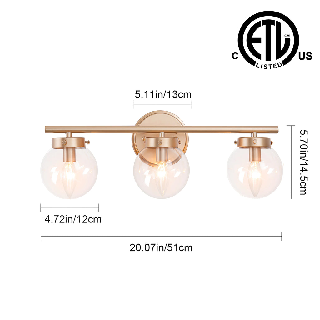 Gilded Halo Three-Light Vanity Sconce