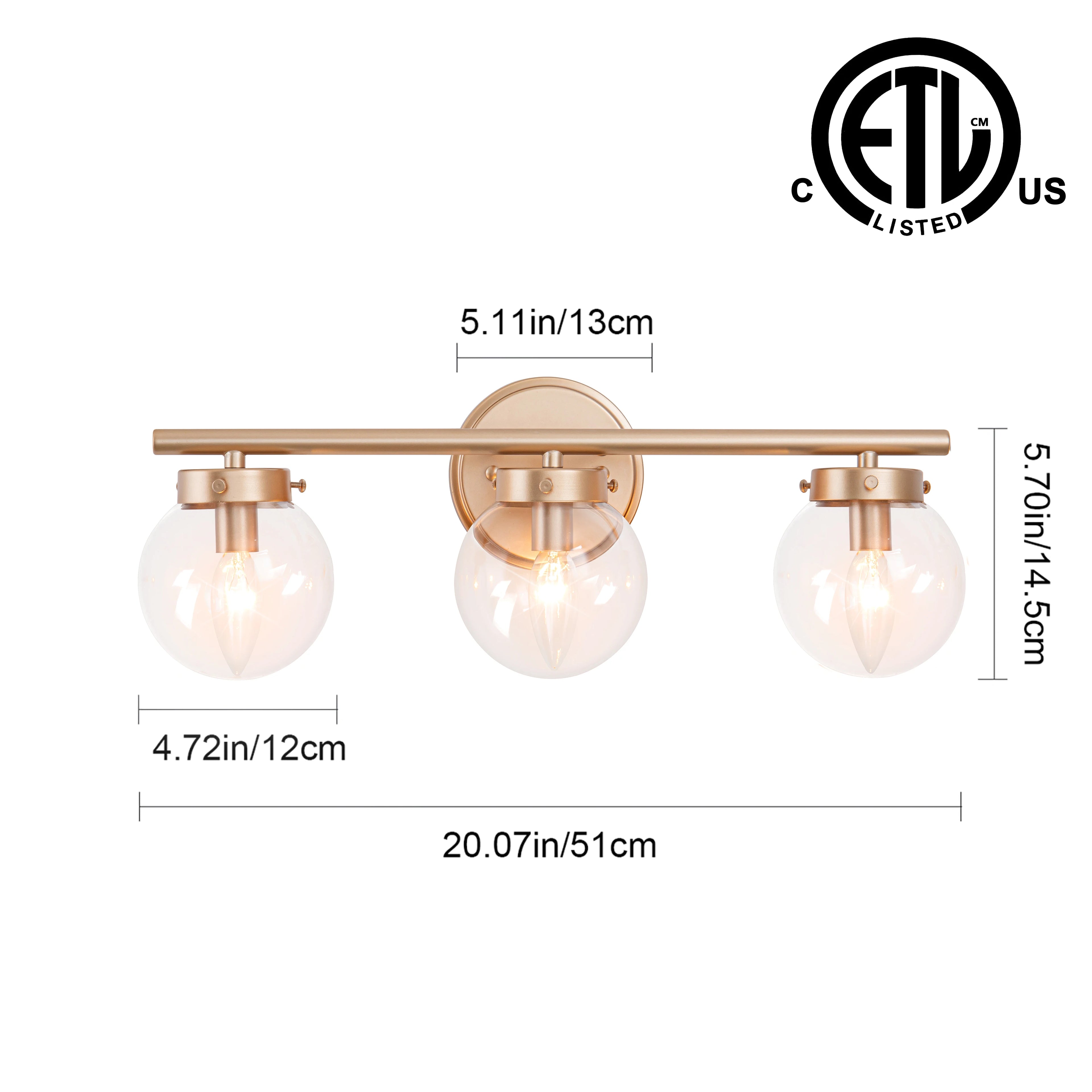 Gilded Halo Three-Light Vanity Sconce