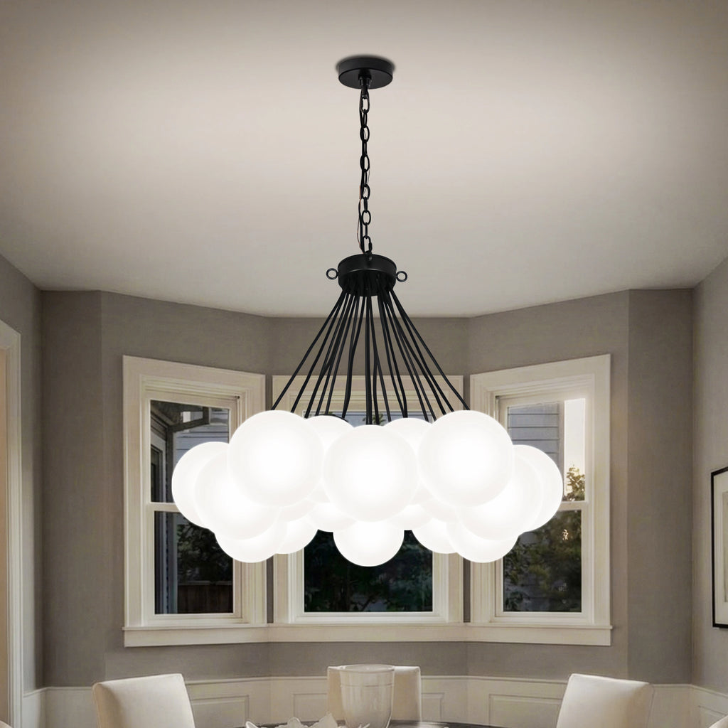 Cloudbell Glass Cluster Chandelier – Black