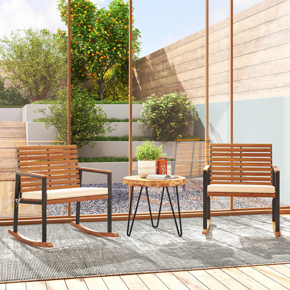 Suncarrow Acacia Rocking Chairs, Set of 2