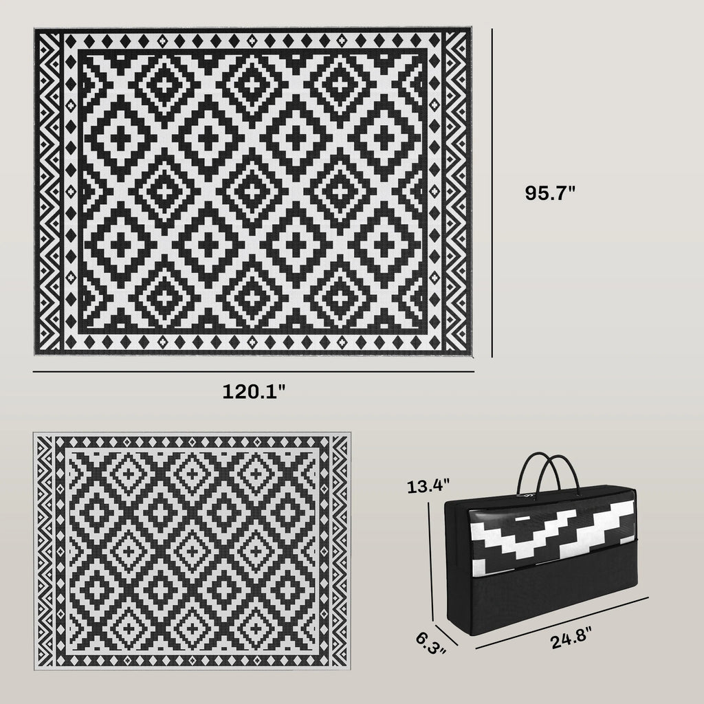 Luminweave LED Outdoor Rug - Black Geometric
