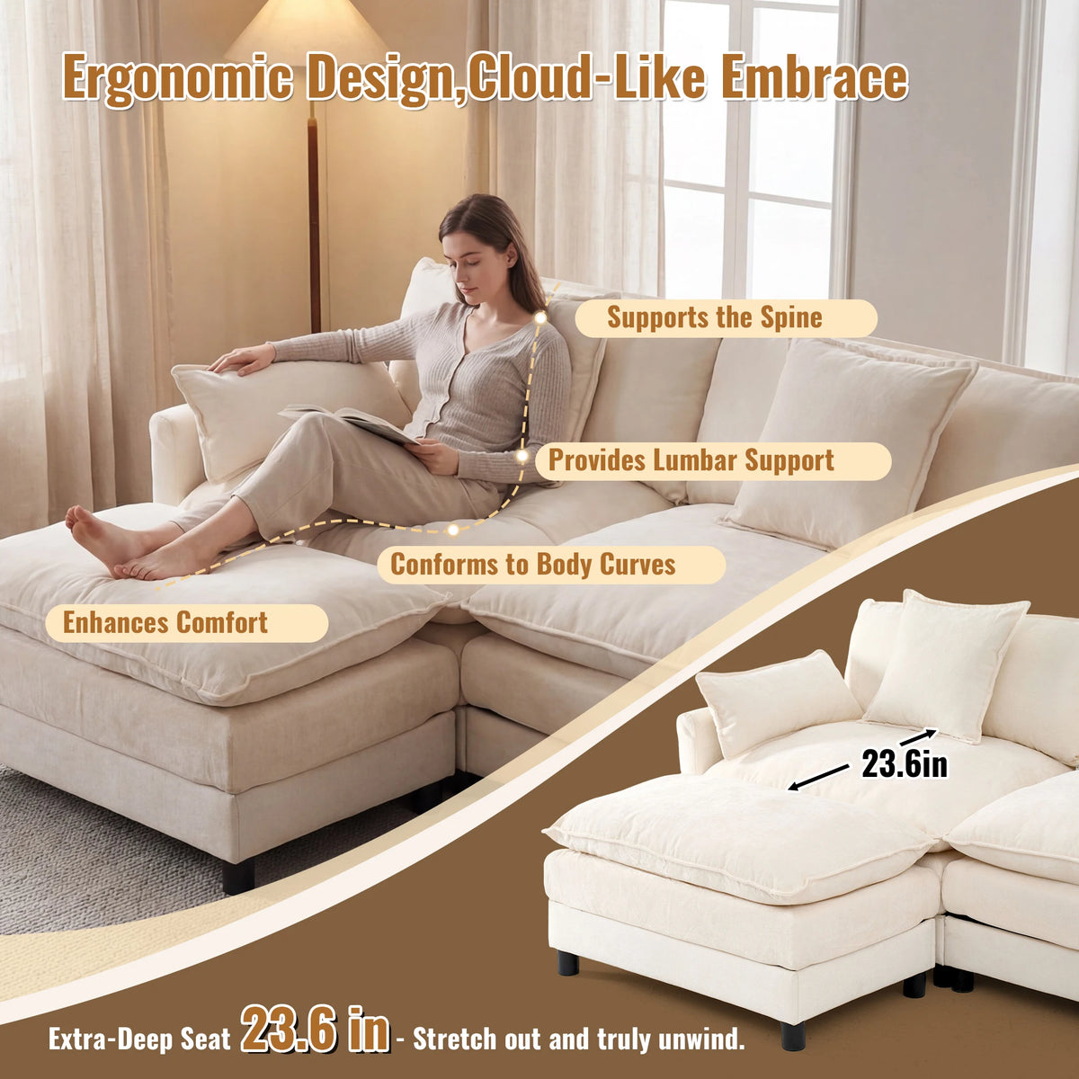 Rosecote Chenille Modular Sectional with Ottoman
