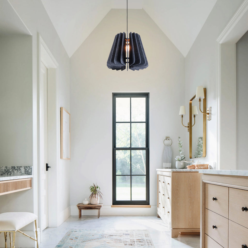Folded Halo Felt Pendant – Slate