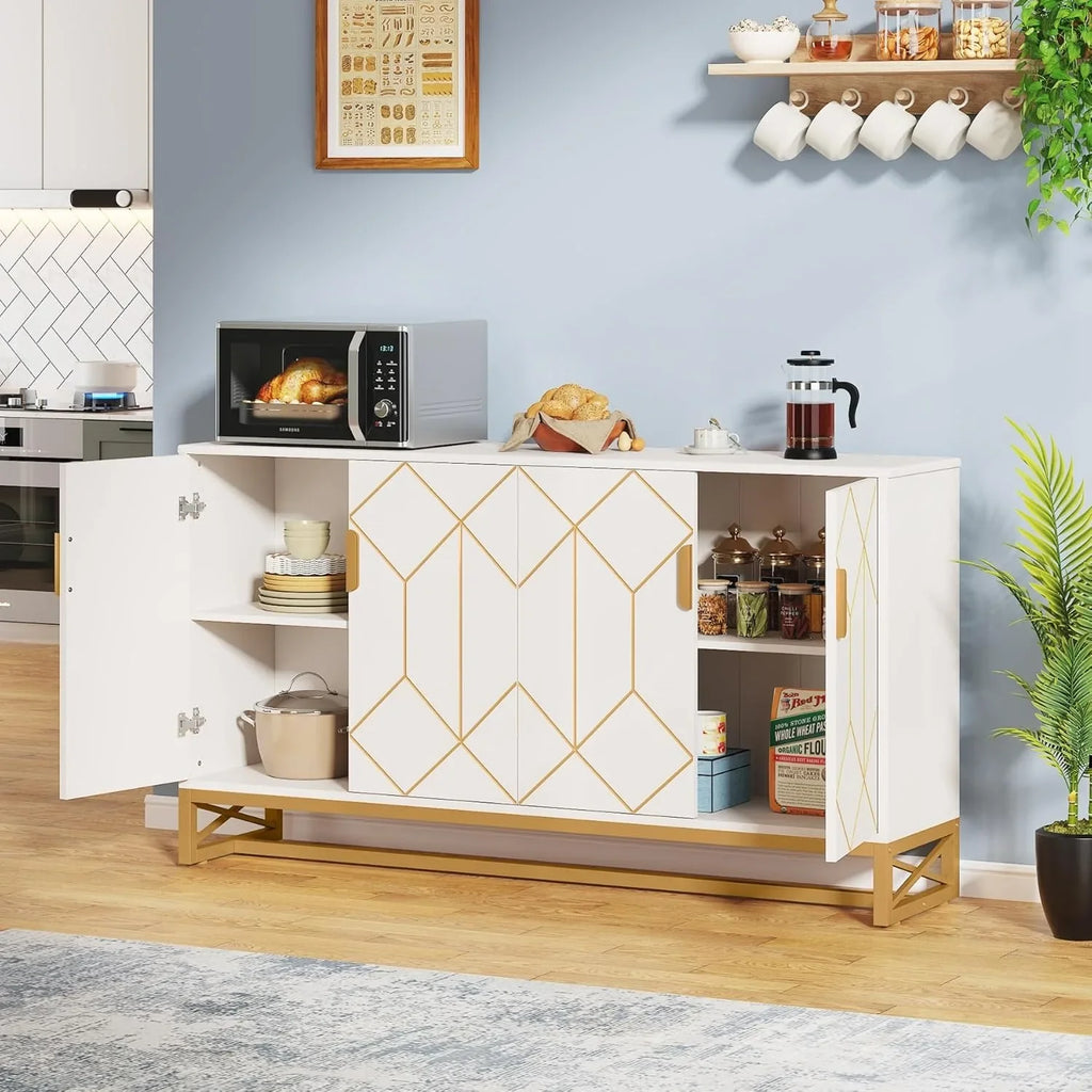 Jasmine Sideboard Cabinet with Gold Accents