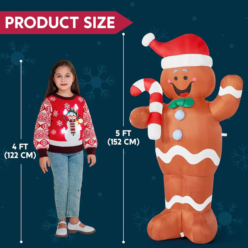 Sugarwave size graphic indicating an approximately five-foot-tall gingerbread decoration.
