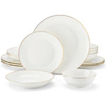 Load image into Gallery viewer, MALACASA Jera Gold Trim - Round Bone China Dinnerware Set - 16 or 32 Pieces
