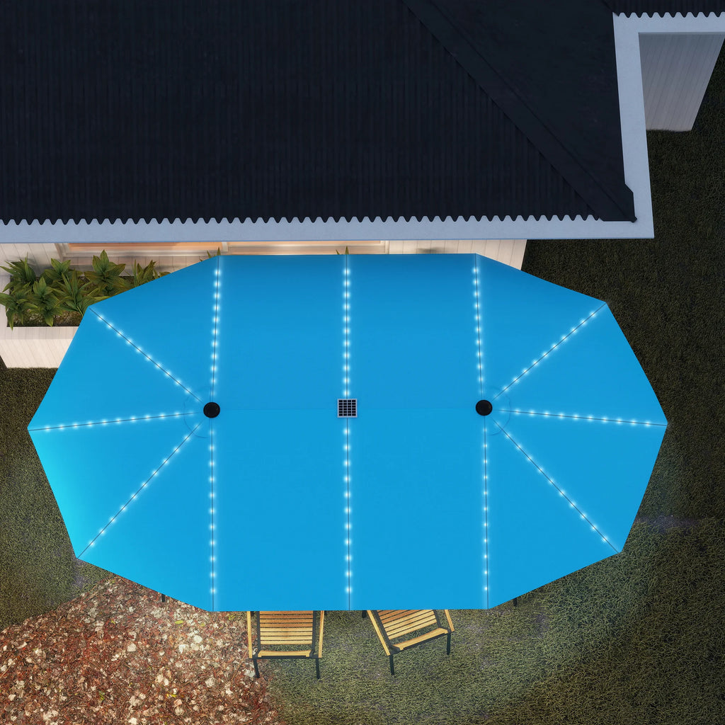 Bluehaven 15′ Solar LED Patio Umbrella – Blue