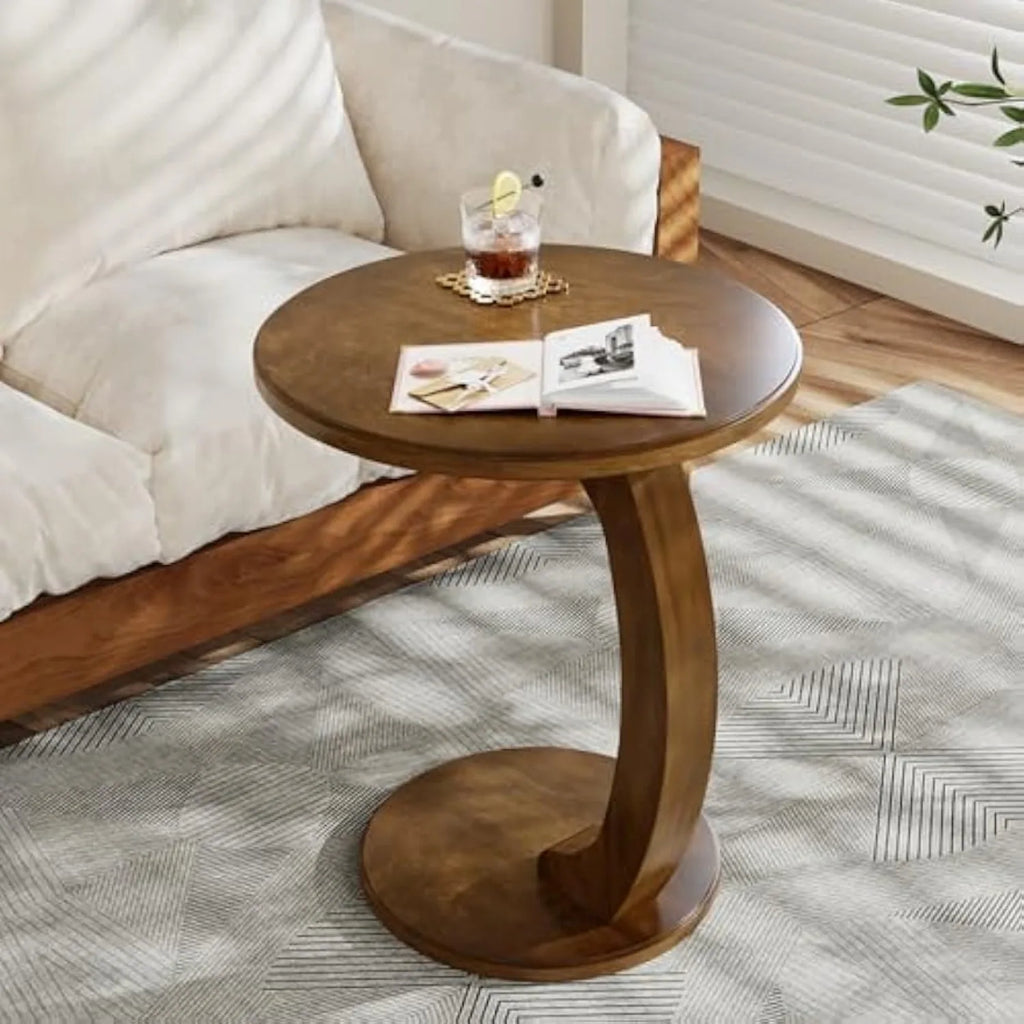 C-Shaped Wooden Accent Table