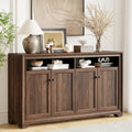 Bramblenote walnut-look sideboard with four framed doors and two open upper cubbies.