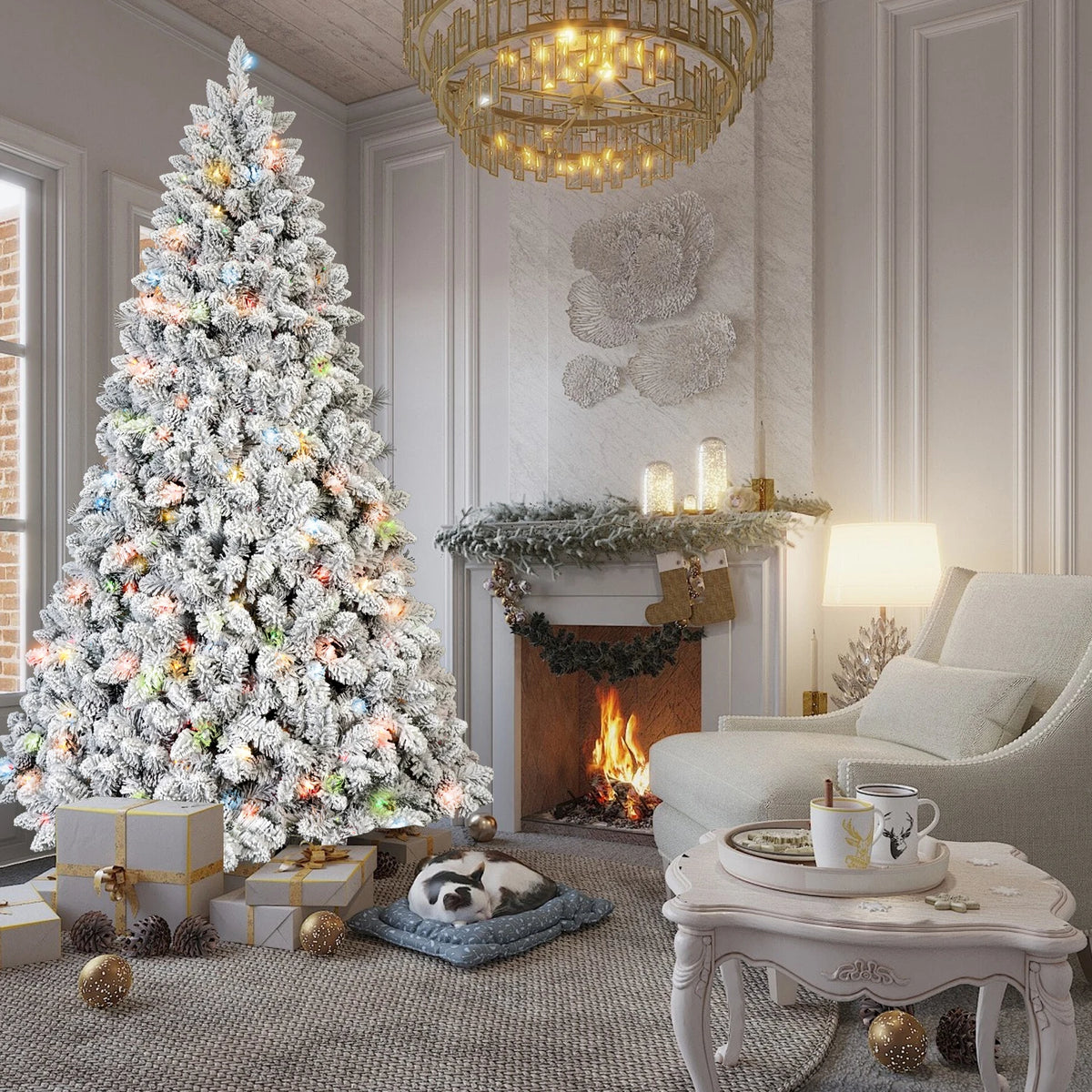 Frostmere Pre-Lit Flocked Christmas Tree