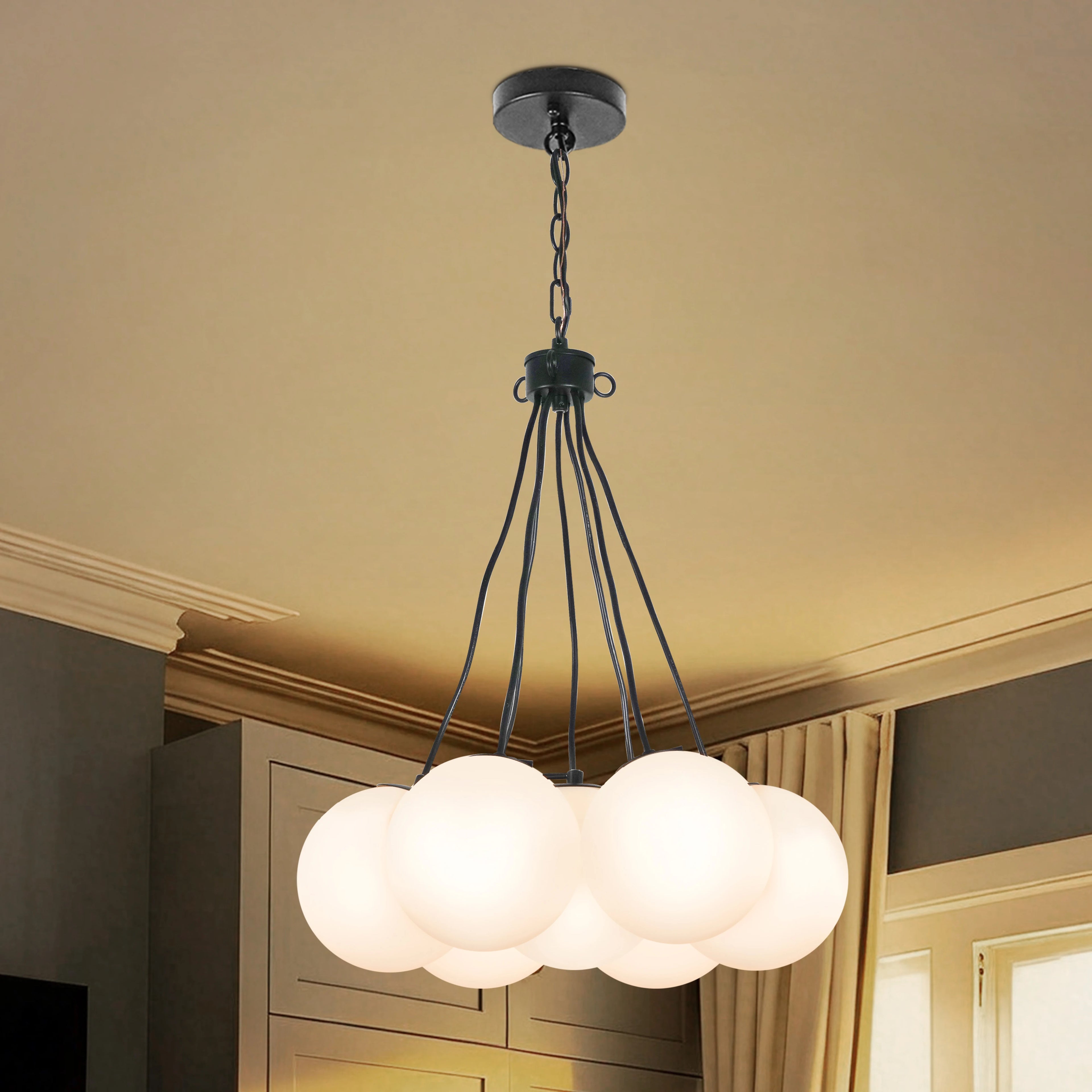 Pearlveil Bubble Glass Pendant – White