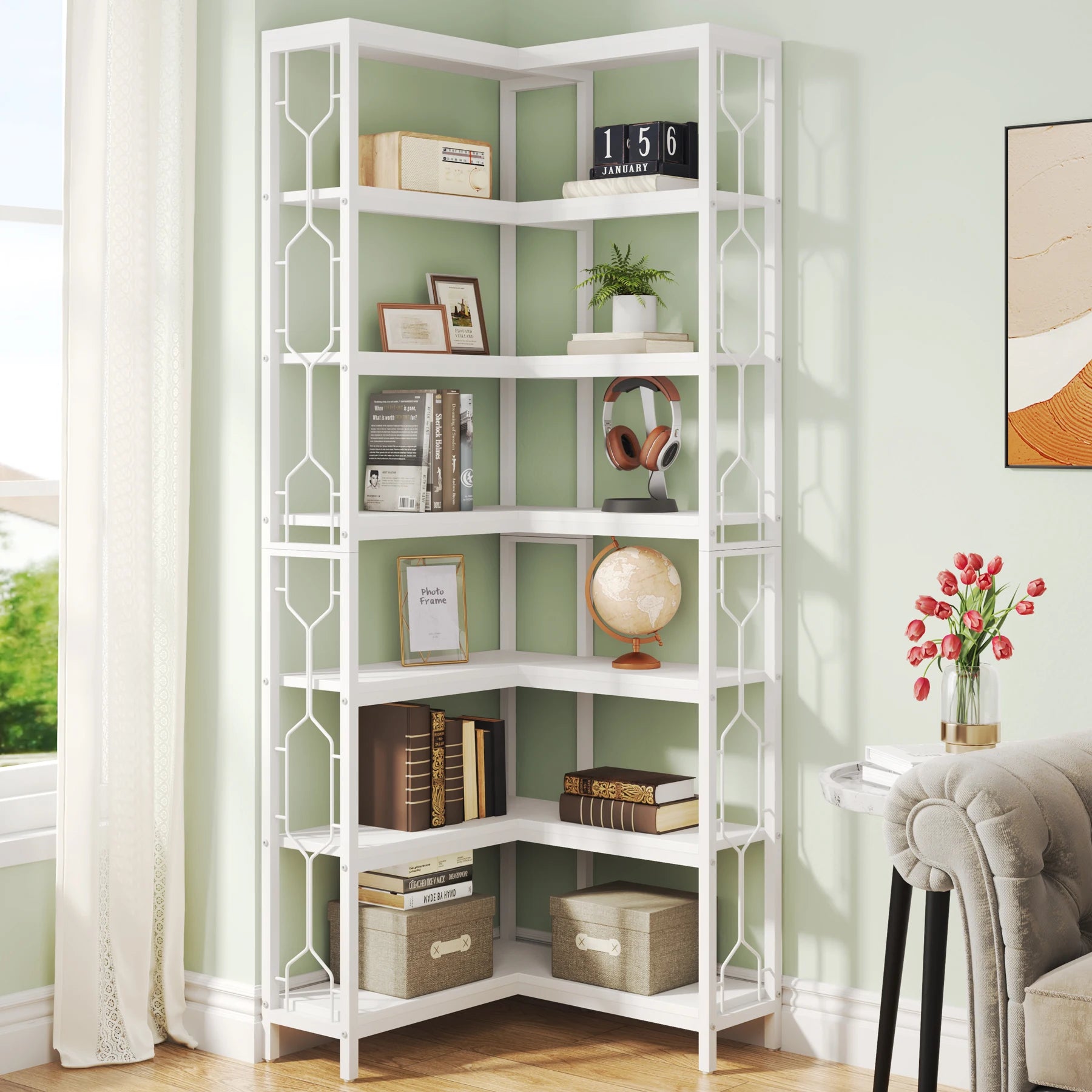 Vesper Seven-Tier Corner Bookcase