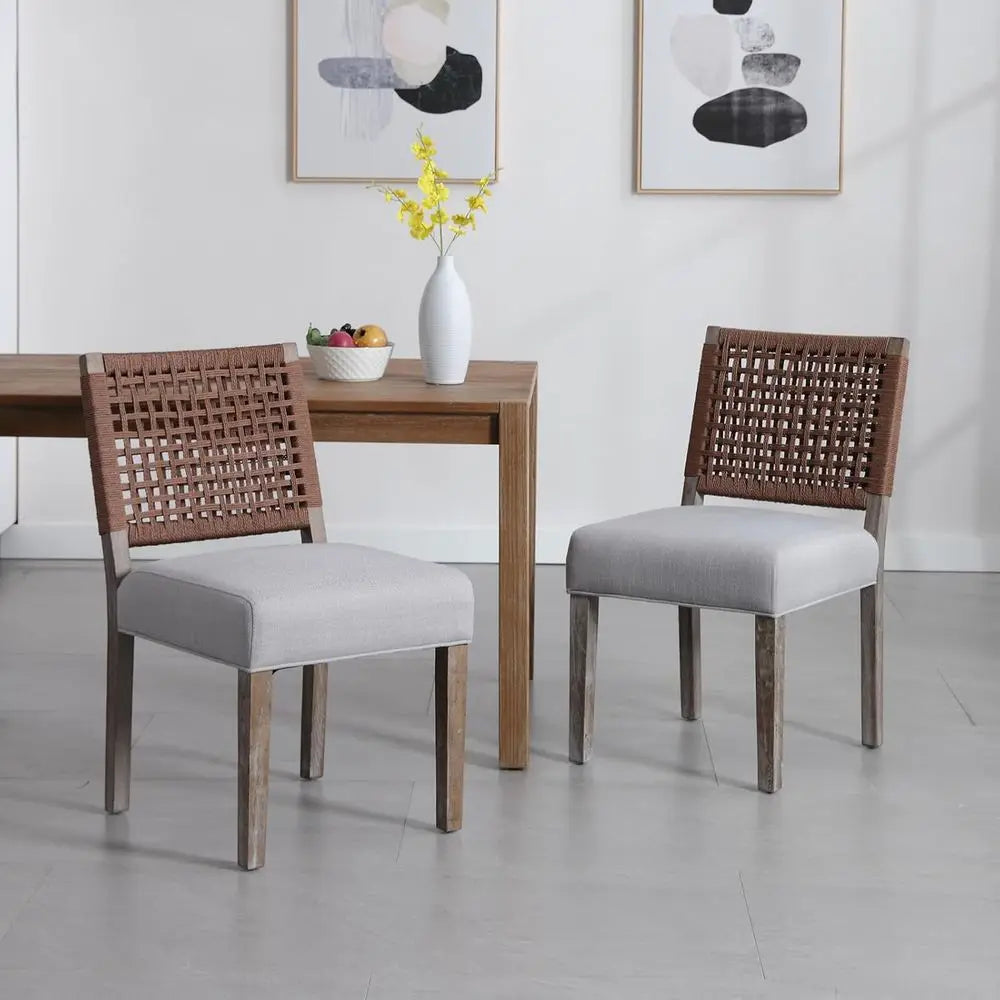 Arden Woven Back Upholstered Dining Chairs – Set of 4