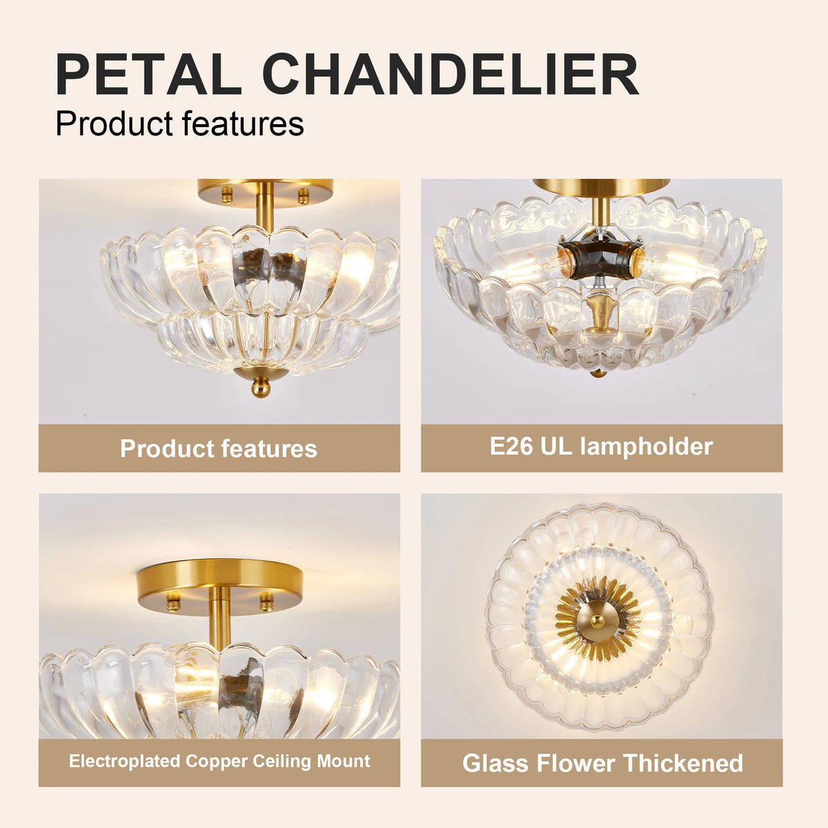 Westleigh Clear Glass Ceiling Light, Gold