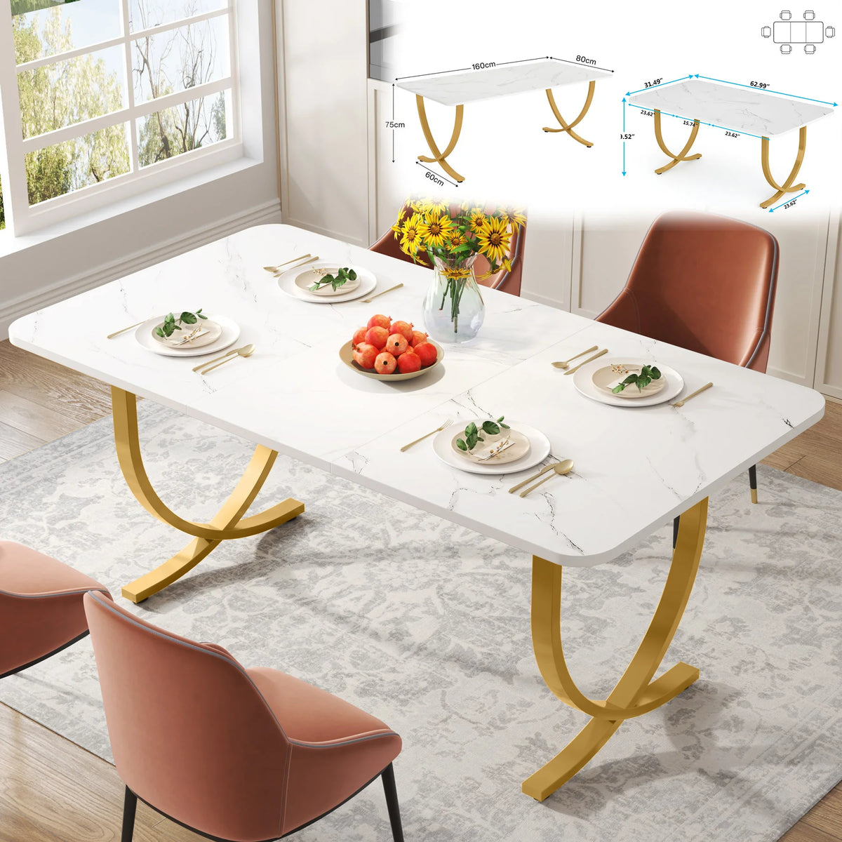 Aureum Faux Marble Dining Table