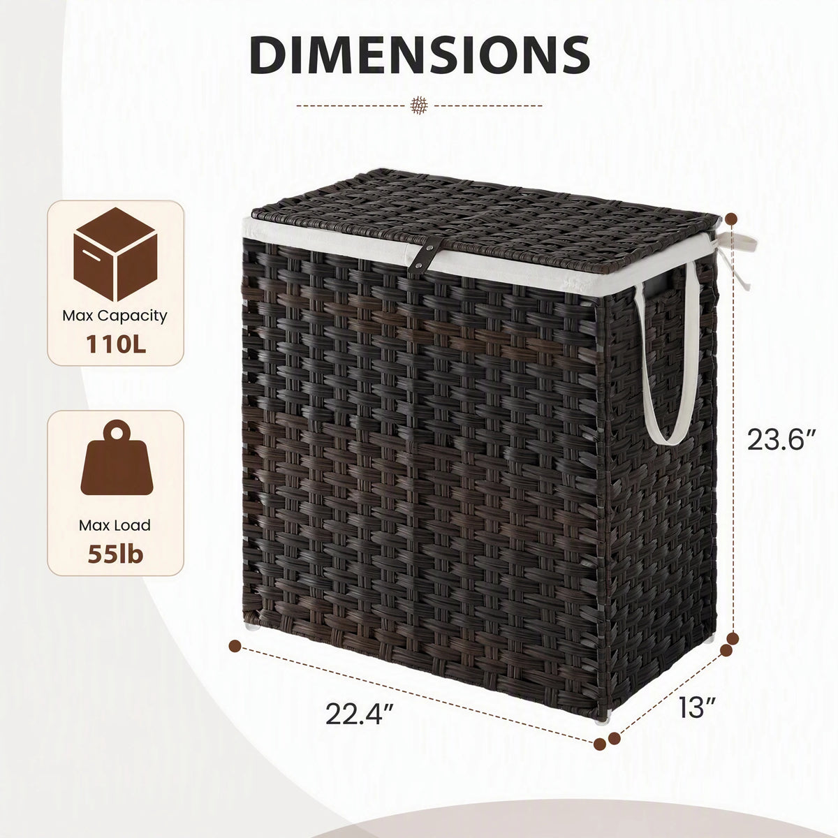 Loomhaven Lidded Woven Laundry Hamper – 110 L