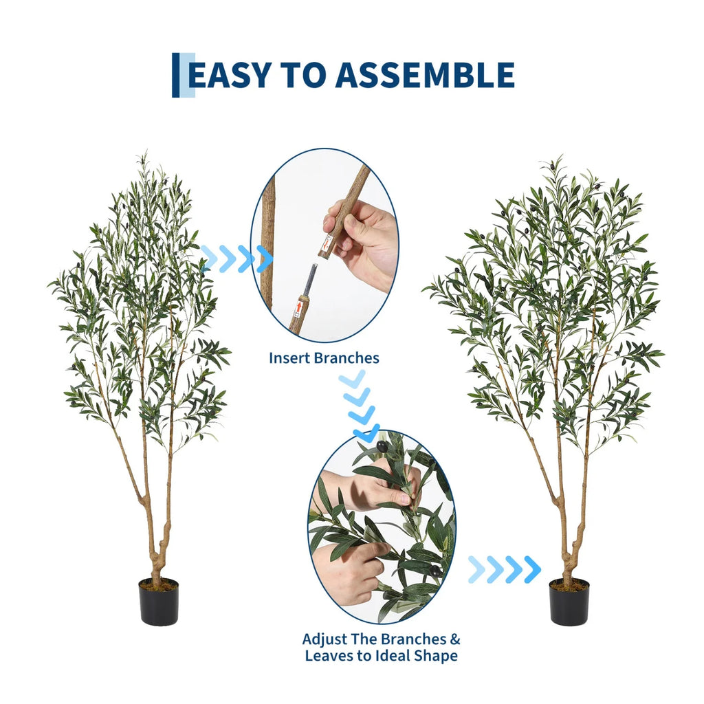 Pearlecho 6-Foot Artificial Olive Tree with Basket