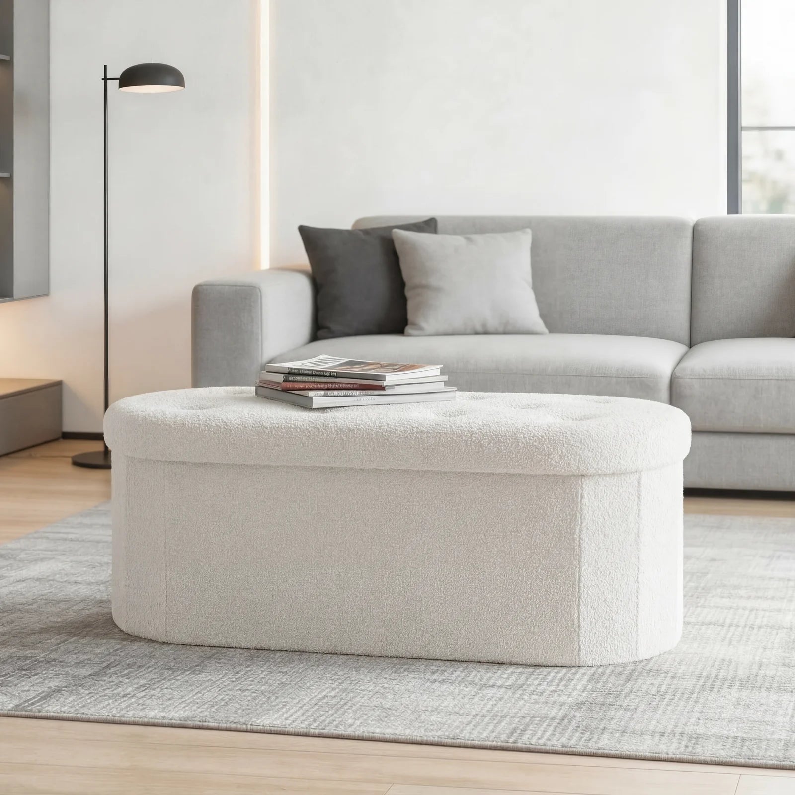 Novara Oval Storage Ottoman Bench