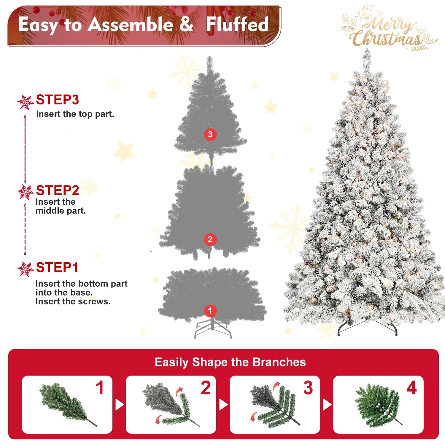 Everfrost Pre-Lit Snowy Pinecone Christmas Tree
