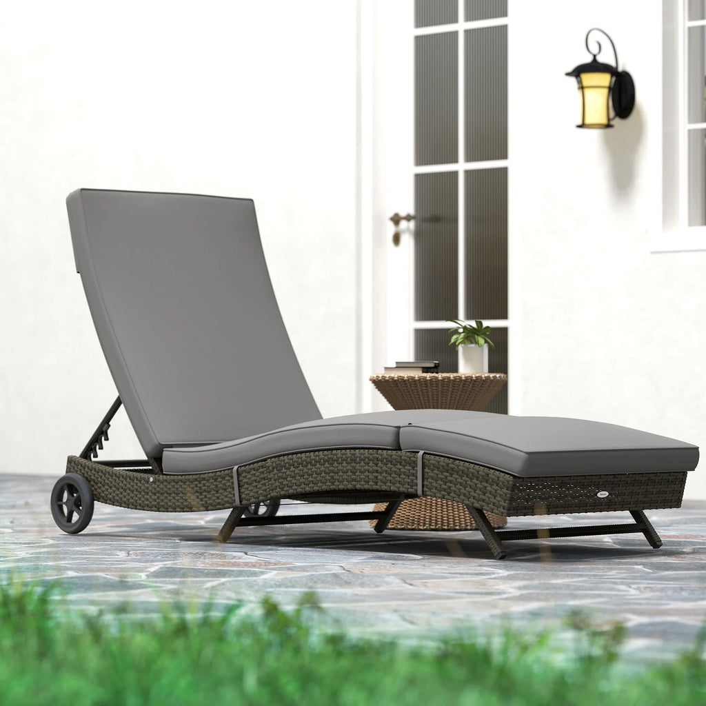 Havenport Reclining Wicker Chaise Lounge – Gray