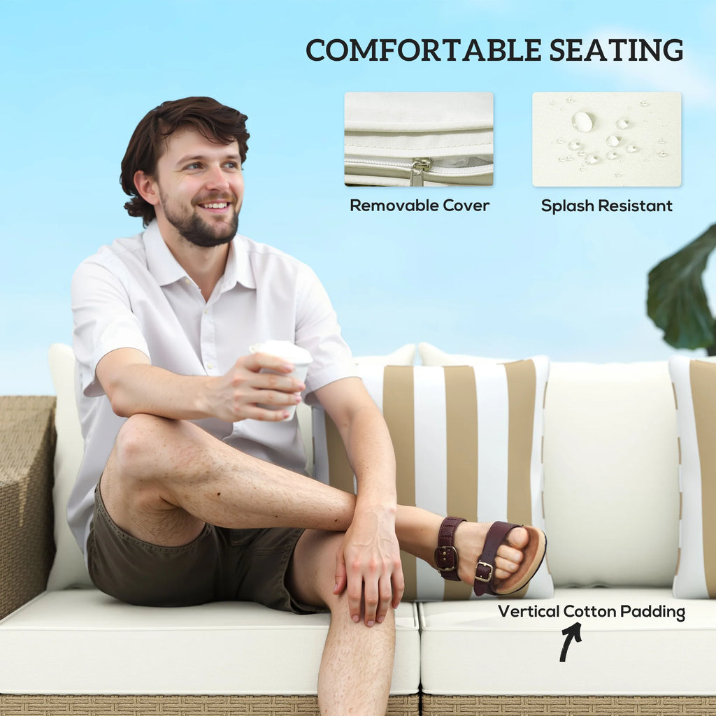 Dunewoven Three-Seat Wicker Sofa - Cream