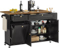Juniperhalo Rolling Kitchen Island with Power Outlet