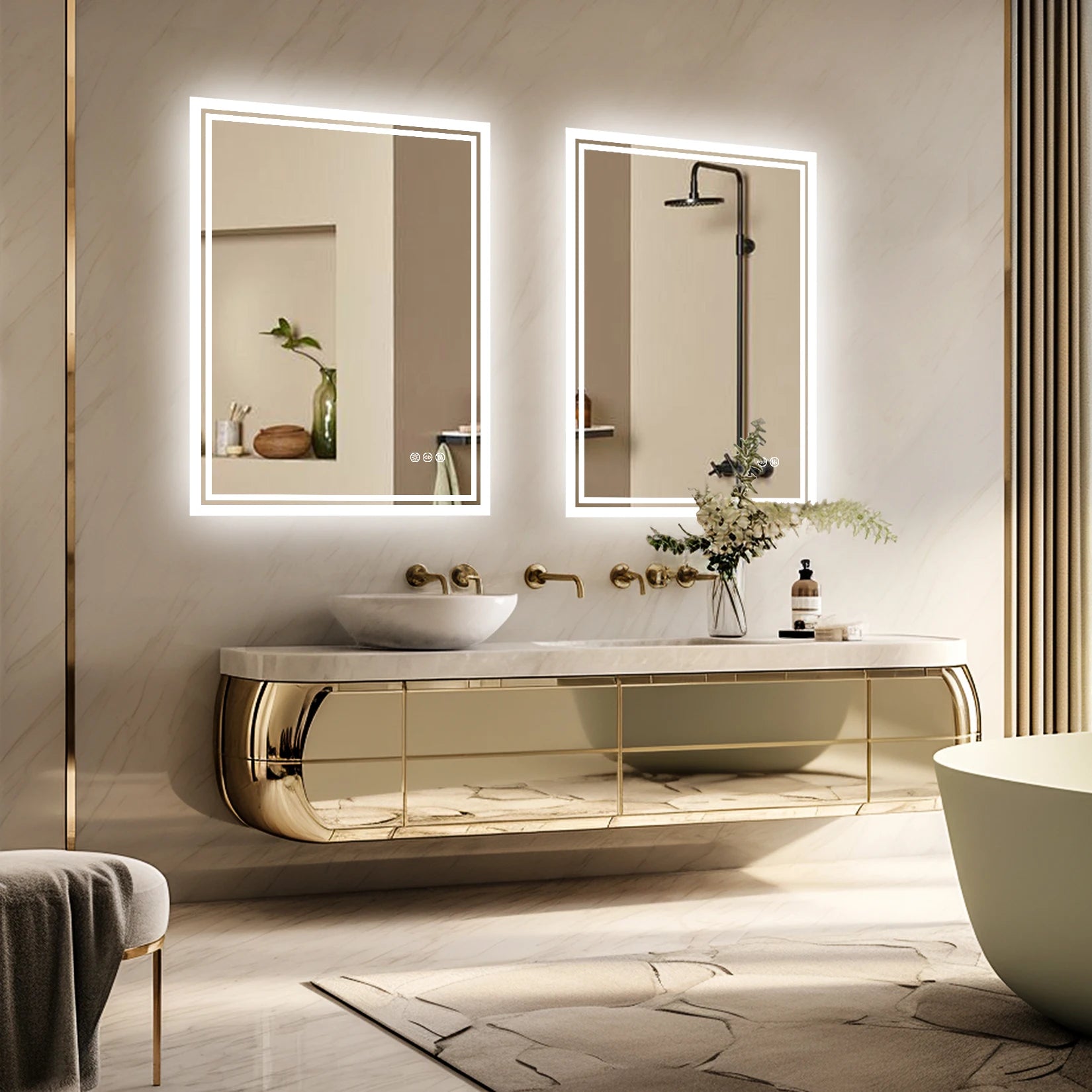 Aurora LED Rectangle Bathroom Mirror
