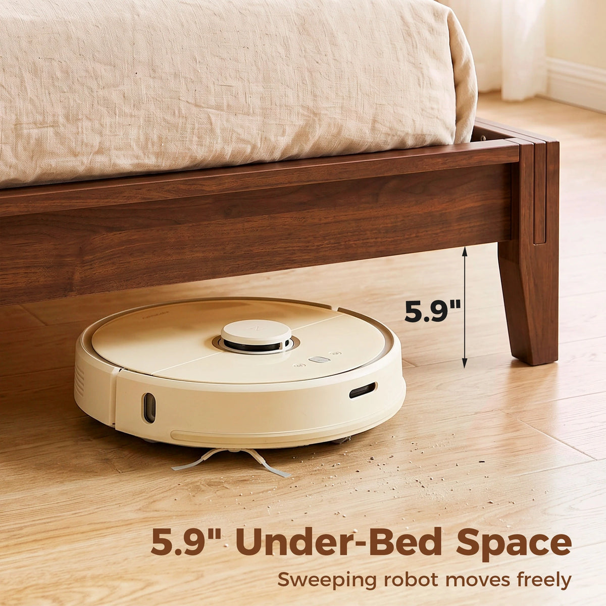 Bambelle underbed clearance diagram measuring 5.9 inches