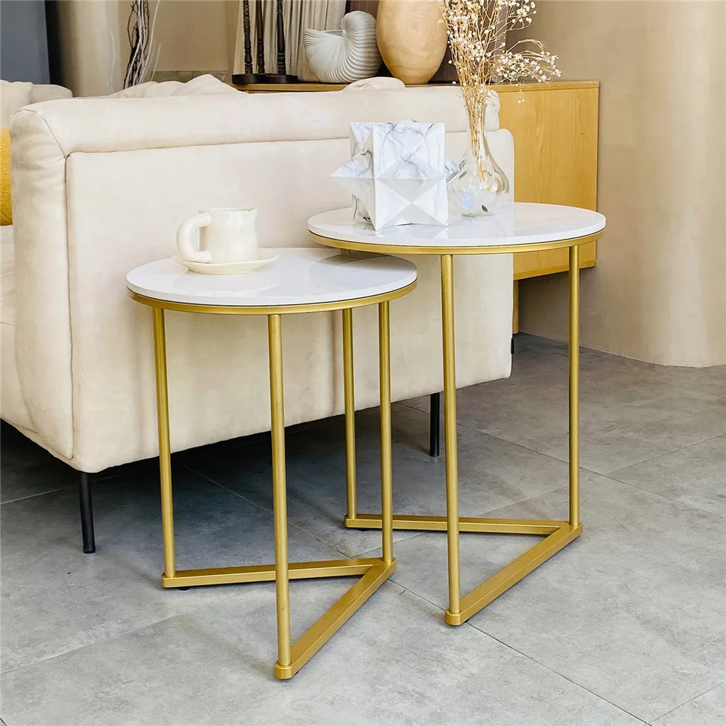 Cambria Marble & Gold Nesting Tables