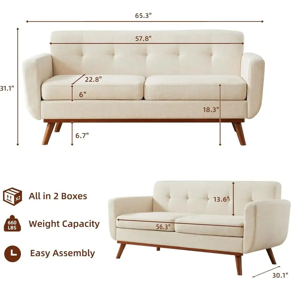 Embercoast loveseat dimension card 65.3 inches wide, 30.1 deep and 31.1 high