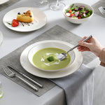 Load image into Gallery viewer, MALACASA Jera Gold Trim - Round Bone China Dinnerware Set - 16 or 32 Pieces
