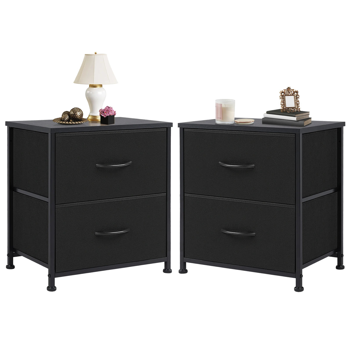 Two black Daydreamrise nightstands shown together for the 2 Pack color configuration